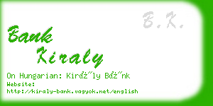bank kiraly business card